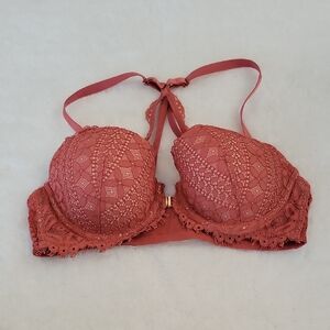 Victoria's Secret Perfect Coverage Coral Lace Underwire Padded Bra Size 36C NWOT